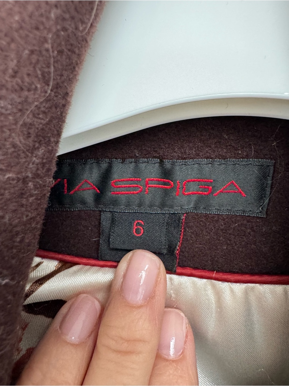 Via Spiga Chocolate Brown Wool Pea Coat - Picture 3 of 8